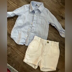 Janie and Jack EUC linen boys outfit